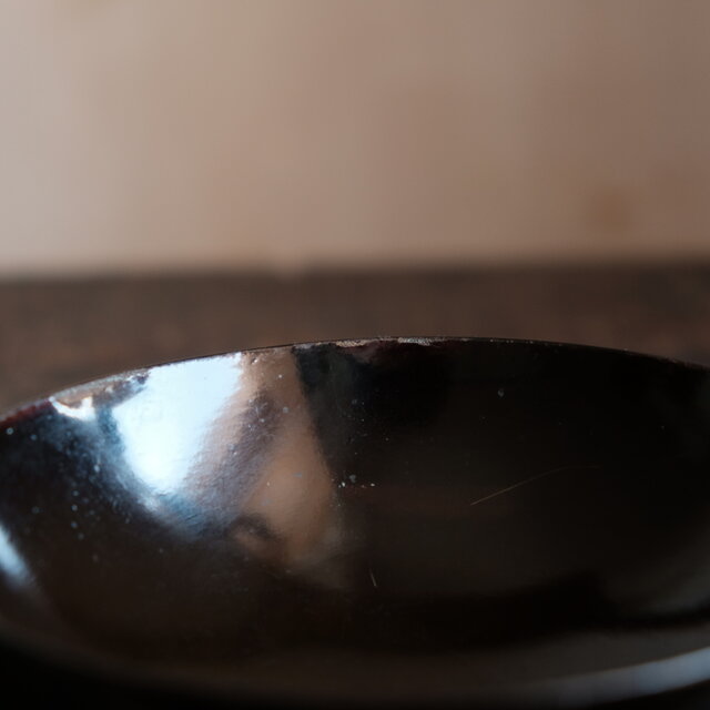 桃と花◇古輪島塗 漆芸黒塗沈金蓋付碗 漆器 骨董・antiques 古民家