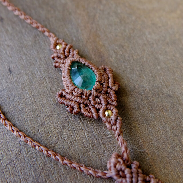 『深璦』ロードナイトとロードナイトシリカのマクラメペンダントネックレス 深璦』ロードナイトとロードナイトシリカのマクラメペンダント