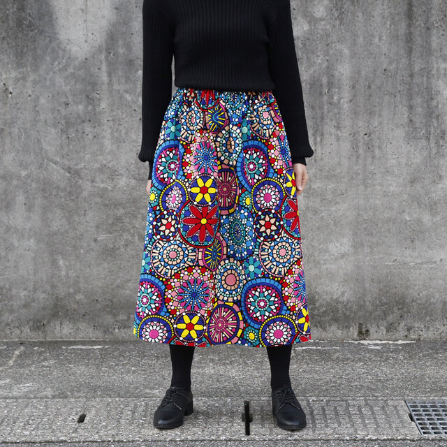 かぁ様専用です。アフリカ布スカート RAHA KENYA ギャザーロング