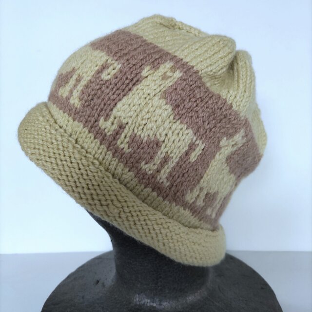 草木染毛糸の手編み帽子　ＡＤ-336