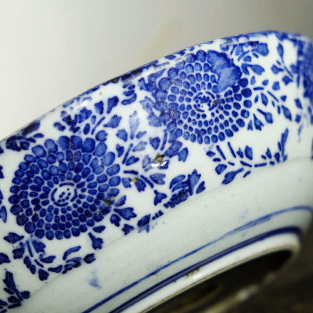 金継ぎ用に】見込みに花文様◇伊万里 印判六寸鉢 骨董/antiques