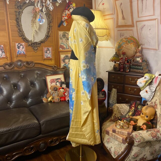振袖着物リメイク ロング丈 ワンピース ドレス 洗える 化繊 振袖着物リメイク ロング丈 ワンピース ドレス 洗える 化繊