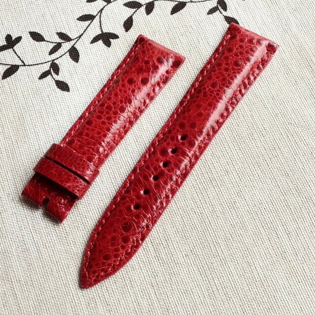 腕時計ベルト 20-18mm フロッグ革 エンジカラー #206
