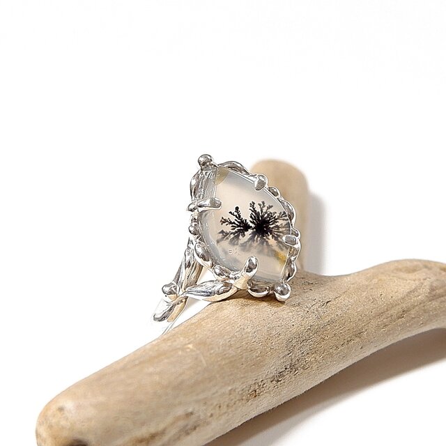 デンドリチックアゲートのデザインリング 11号 ～大自然が描いた小さな