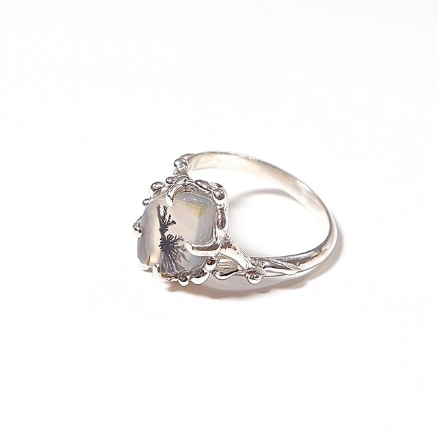 デンドリチックアゲートのデザインリング 11号 ～大自然が描いた小さな