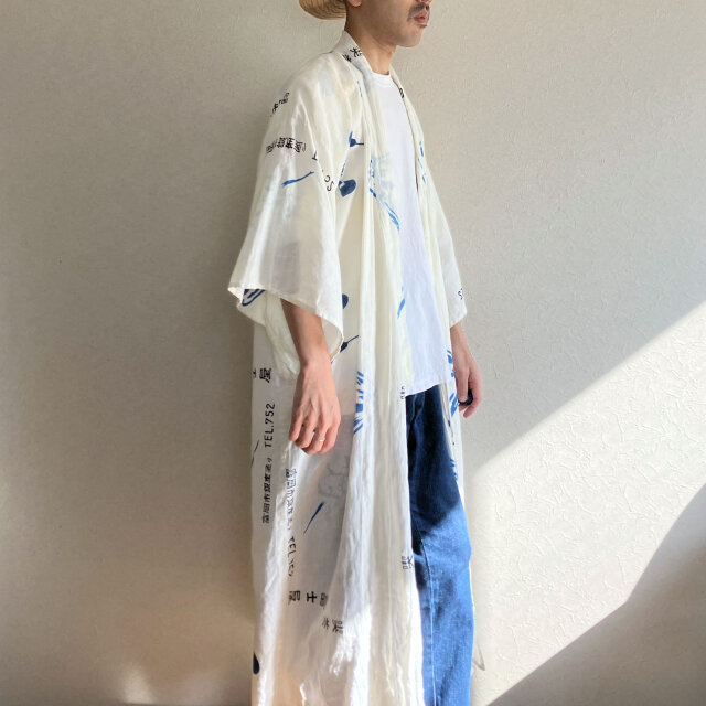 手ぬぐい パッチワーク つぎはぎ 広袖 着物 木綿 古布 ジャパン
