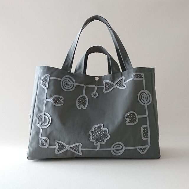 ribbon drawing 2way bag [gray nylon]