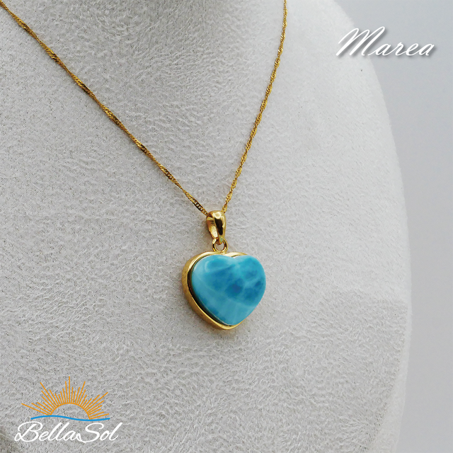 ラリマーハートペンダント│高品質ドミニカ産│18KGPxSV925【1点物】