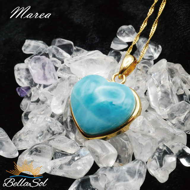 専用【高品質】ラリマー　ペンダントトップ　ネックレス　美品　希少　♡　ハート ラリマーハートペンダント│高品質ドミニカ産│18KGPxSV925【1点物