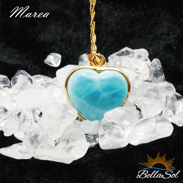 ラリマーハートペンダント│高品質ドミニカ産│18KGPxSV925【1点物