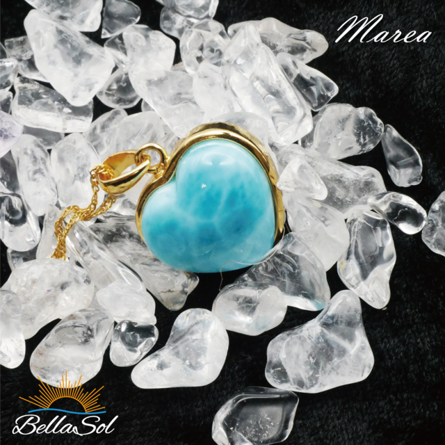 ラリマーハートペンダント│高品質ドミニカ産│18KGPxSV925【1点物