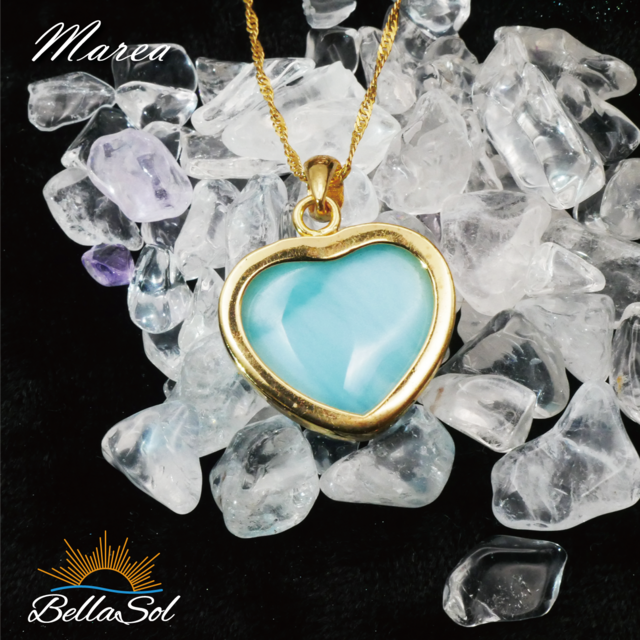 ラリマーハートペンダント│高品質ドミニカ産│18KGPxSV925【1点物