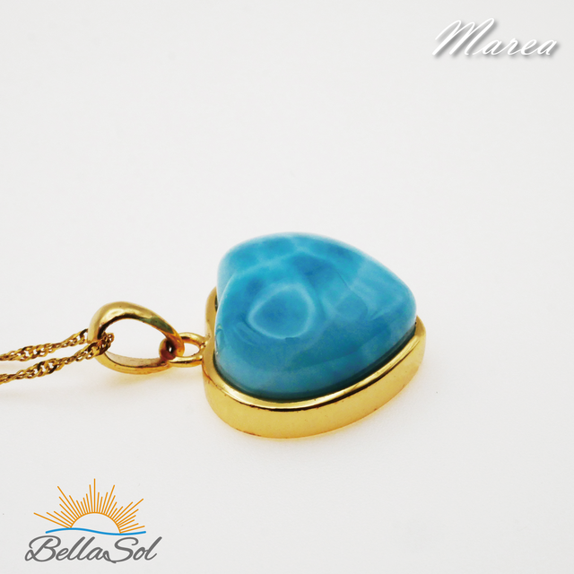 ラリマーハートペンダント│高品質ドミニカ産│18KGPxSV925【1点物