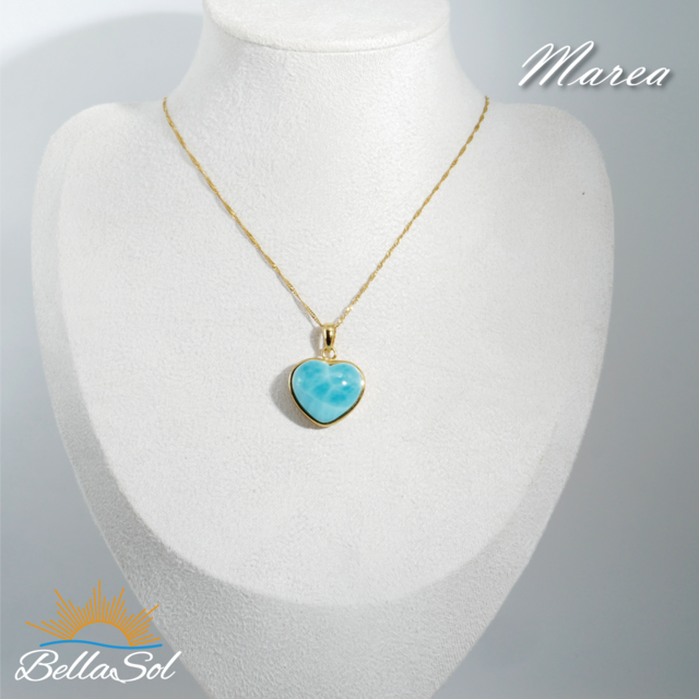 ラリマーハートペンダント│高品質ドミニカ産│18KGPxSV925【1点物