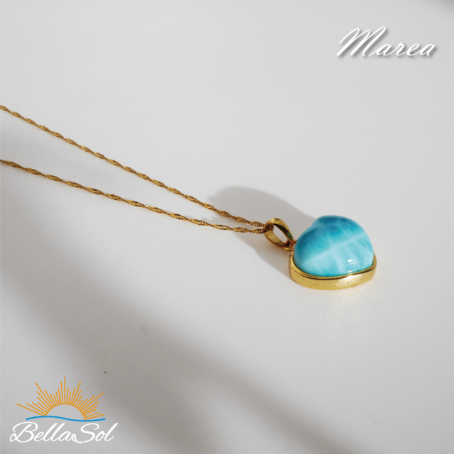 ラリマーハートペンダント│高品質ドミニカ産│18KGPxSV925【1点物