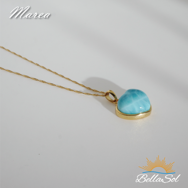 ラリマーハートペンダント│高品質ドミニカ産│18KGPxSV925【1点物