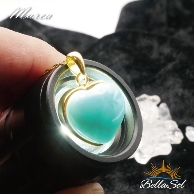 ラリマーハートペンダント│高品質ドミニカ産│18KGPxSV925【1点物