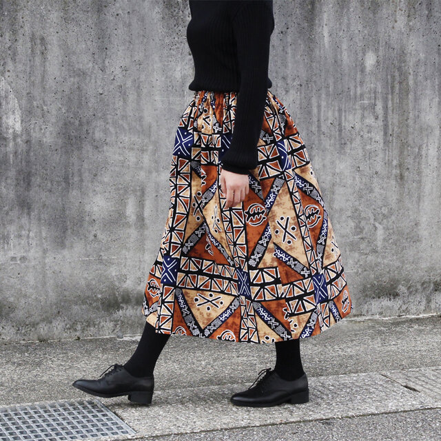 アフリカン　スカート 楽天市場】【moyan ecri】タックフレアスカート 【アフリカン