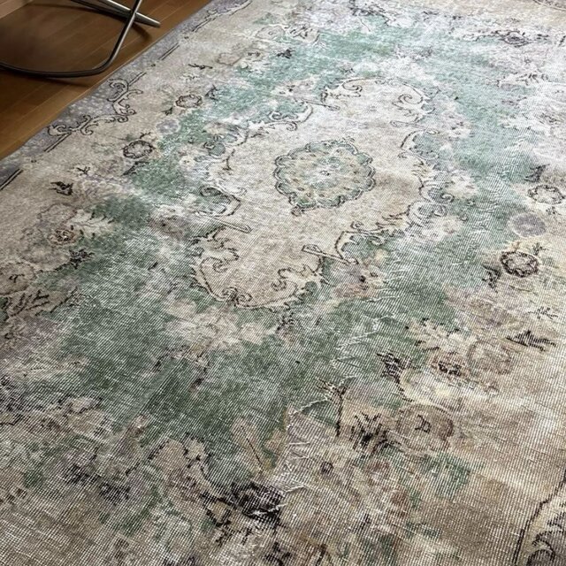 超大判168×278 ミルクティー×クリーム メダリオン トルコヴィンテージ