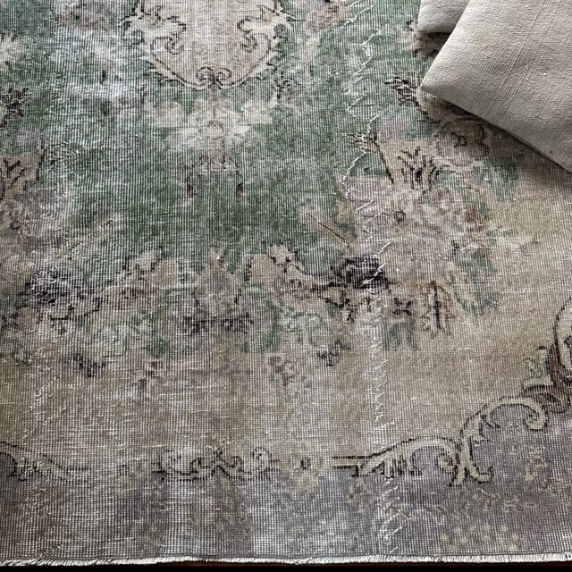 超大判170×288グレイ×ミルクティー×グリーン トルコヴィンテージ