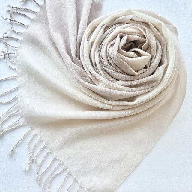 贅沢なウール＊赤白橡色×白茶色＊ストール