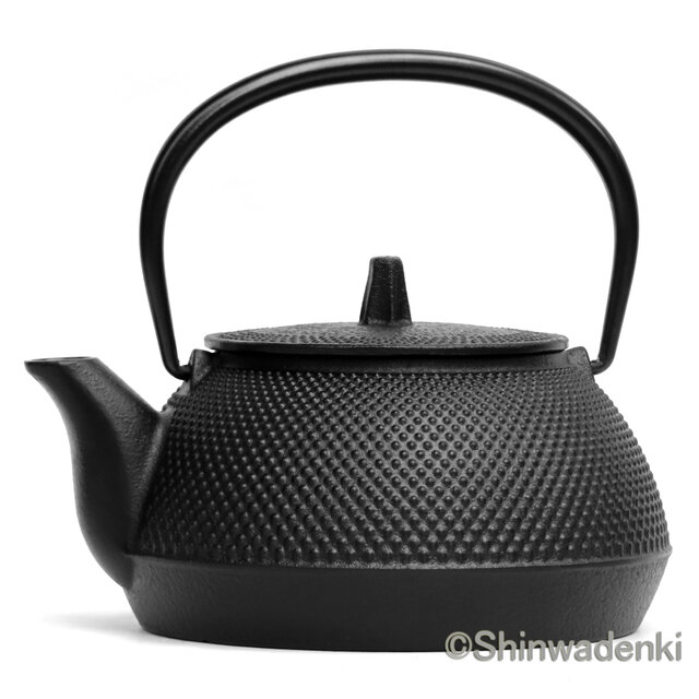 南部鉄器 鉄瓶兼用急須 5型新アラレ0.65L 茶漉し付 黒焼付仕上 日本製