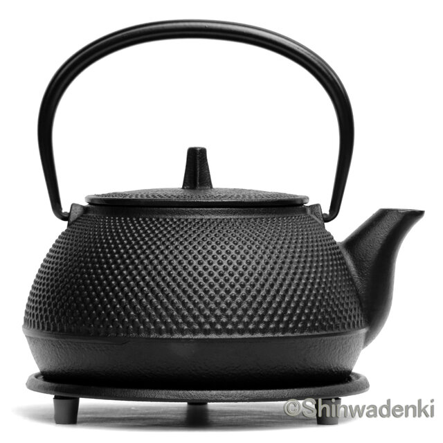 南部鉄器 鉄瓶兼用急須 5型新アラレ0.65L 茶漉し付 黒焼付仕上 日本製