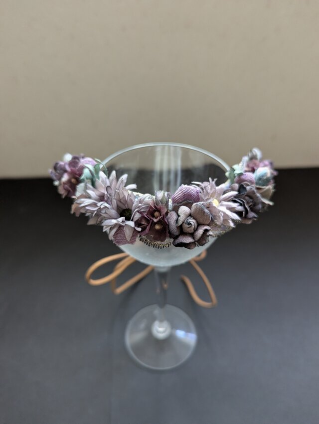 ネックレス  グレイ色ミニばらとローダンセ C50