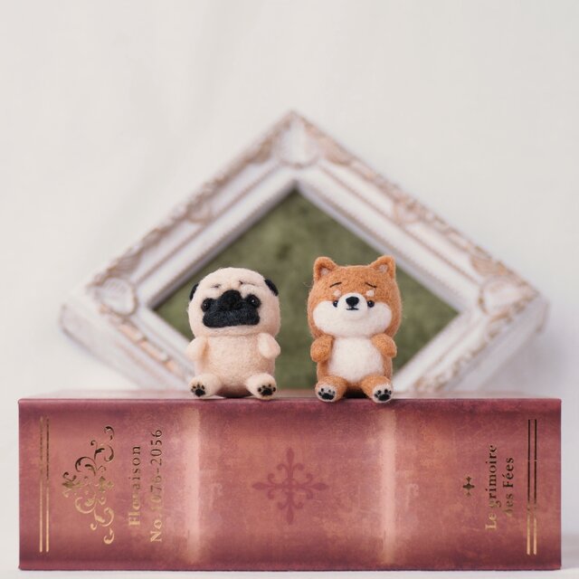 受注制作】 ぬいぐるみ風のまゆ柴犬(赤柴・黒柴・白柴) 羊毛フェルト