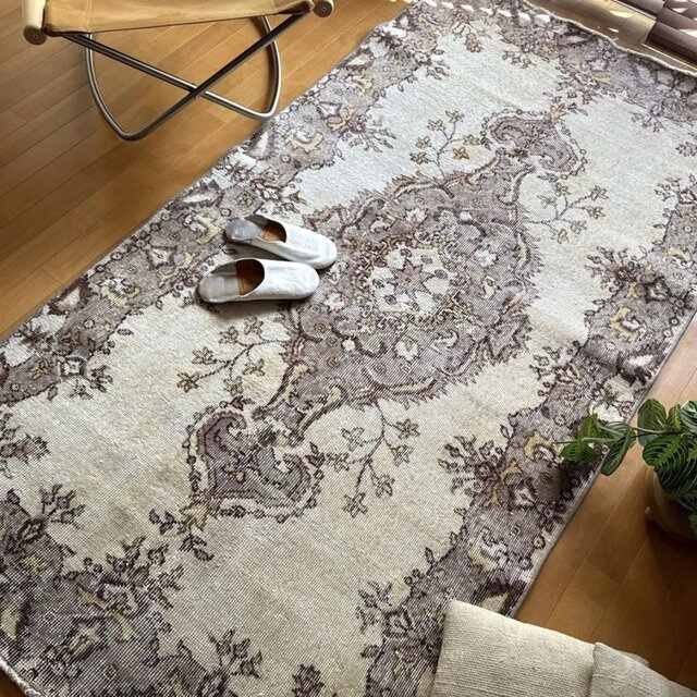 115×221グレージュ アンティークカラー メダリオン トルコヴィンテージ