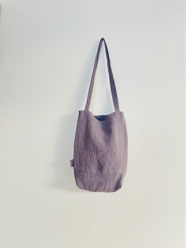 天日干しリネン縦長bag　パープル