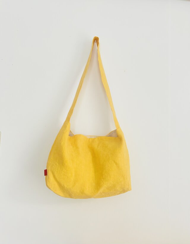 天日干しリネン斜め掛けbag　レモン
