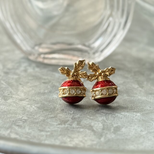 PA443-【 AVON 】エイボン・ヴィンテージピアス 1992 Christmas Bulbs Ornaments
