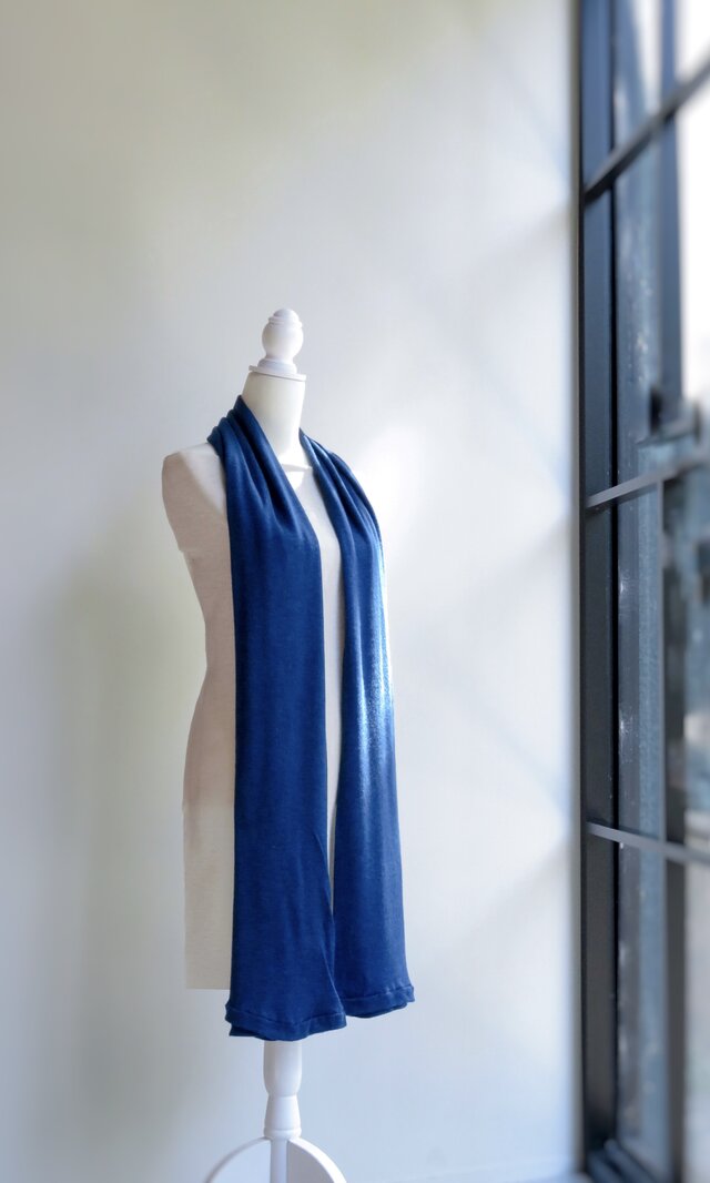 天然藍染：アルパカ スヌード・L　深縹