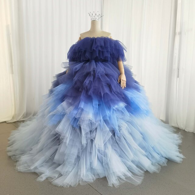 豪華！カラードレス ネイビー 3ways グラデーションドレス