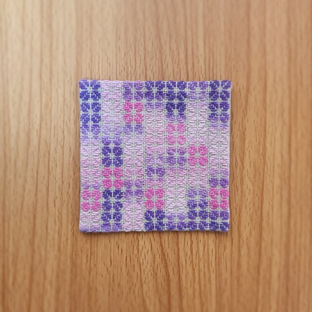 コースター　四ツ葉　ピンク&紫