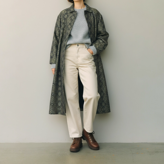 シャツカラーコート【送料込み】着物リメイク　裏地付き　ブラック