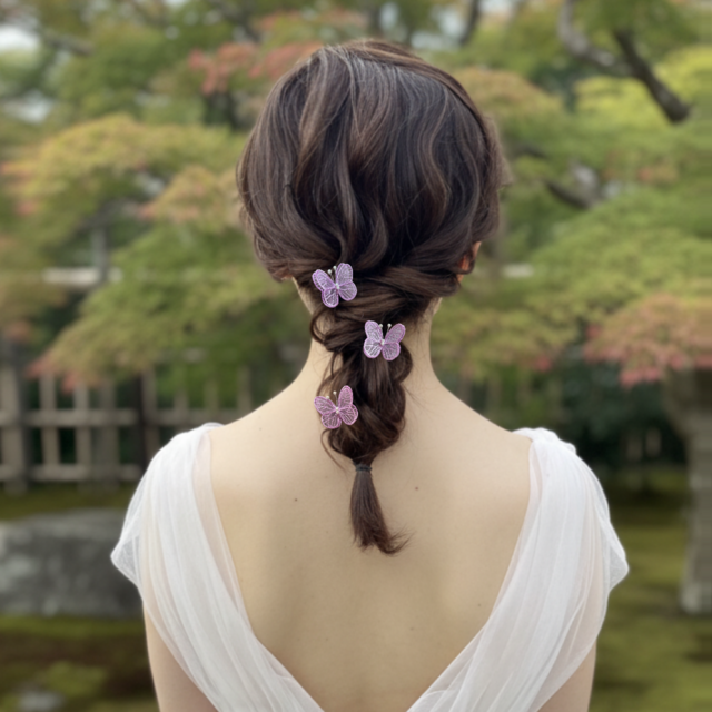 髪飾り 蝶々髪飾り3本セット　結婚式　成人式　卒業式　　振袖　袴　和装　浴衣　色打掛　ドレスヘア　バタフライ　OHANA