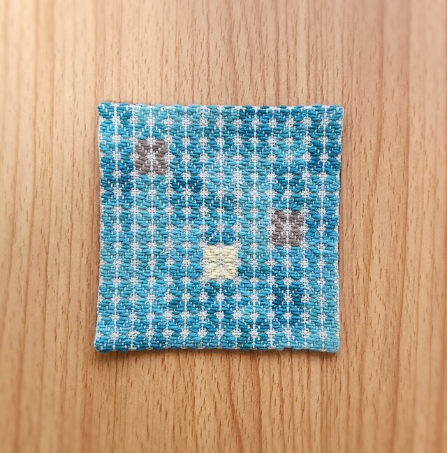 コースター　四ツ葉　青ムラ染め②
