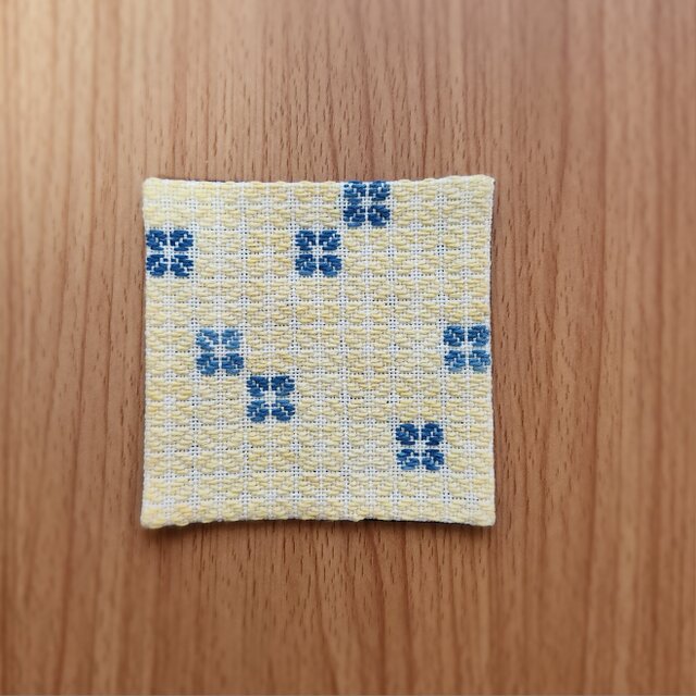 コースター　四ツ葉　くちなし&藍①