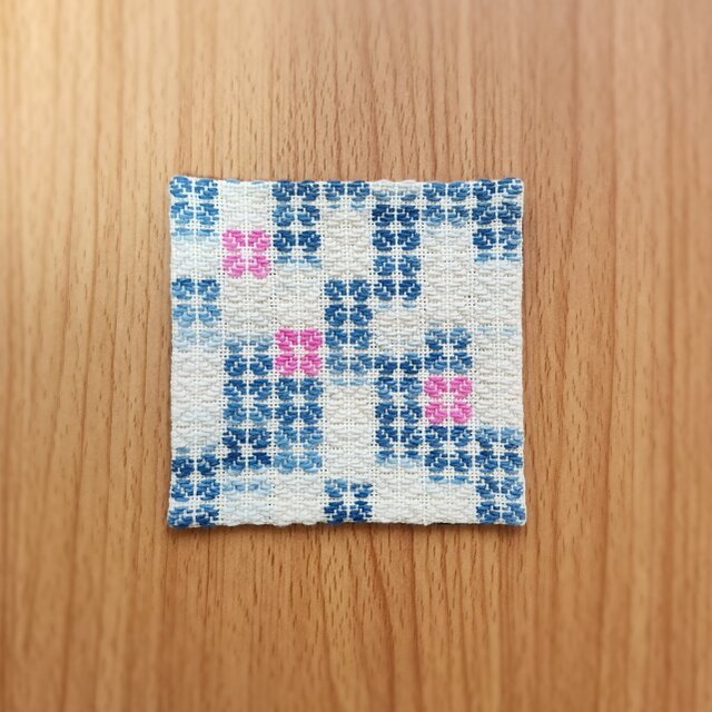 コースター　四ツ葉　藍&ピンク②