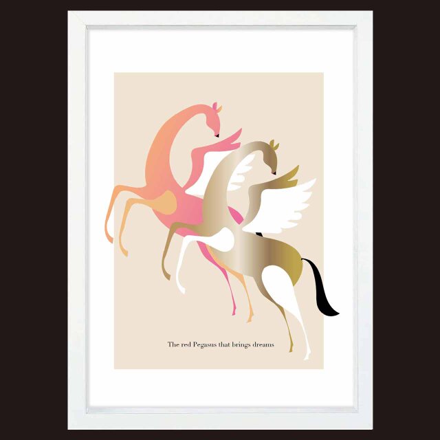 ふたりのペガサス　馬　送料無料 　イラスト　A4〜A0　ポスター　アートポスター　アート/sei検索新着順　3704