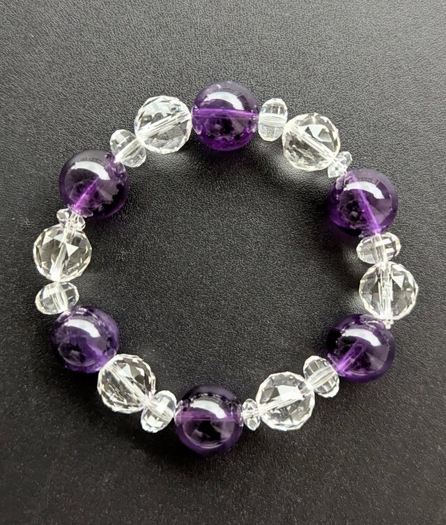 『ウルグアイ産アメジスト（非加熱）&クリアクォーツのブレスレット』