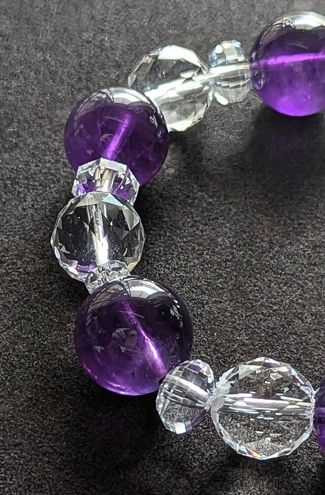 ウルグアイ産アメジスト（非加熱）&クリアクォーツのブレスレット