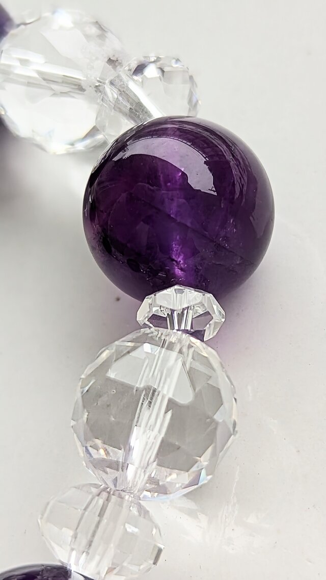 ウルグアイ産アメジスト（非加熱）&クリアクォーツのブレスレット