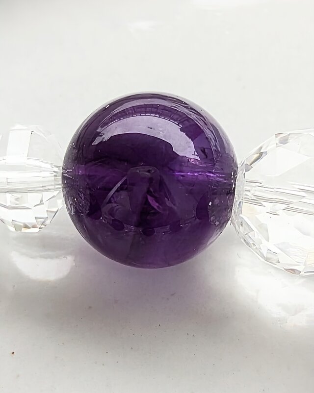 ウルグアイ産アメジスト（非加熱）&クリアクォーツのブレスレット