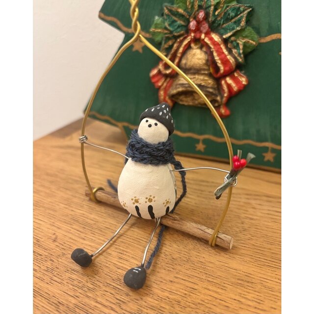冬の飾り　雪だるま(スノーマン)置物 ろくろの雪だるま｜ゆきだるま 木製 雪ダルマ 置物 スノーマン