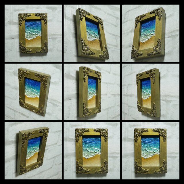 油絵 キャンバスパネル ミニ絵画【海と砂浜海】 | iichi 日々の暮らし