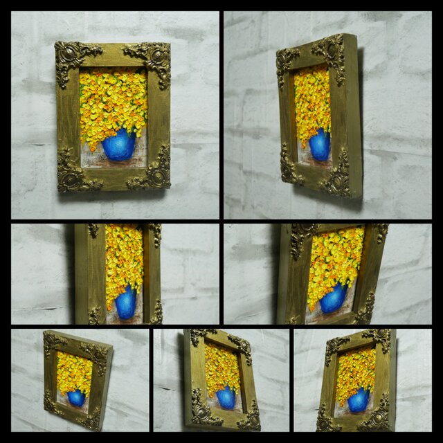 油絵 キャンバスパネル ミニ絵画【ミモザ】 | iichi 日々の暮らしを