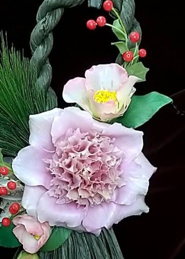 ☆粘土の花[しめ縄飾りー1]☆ | iichi 日々の暮らしを心地よくする
